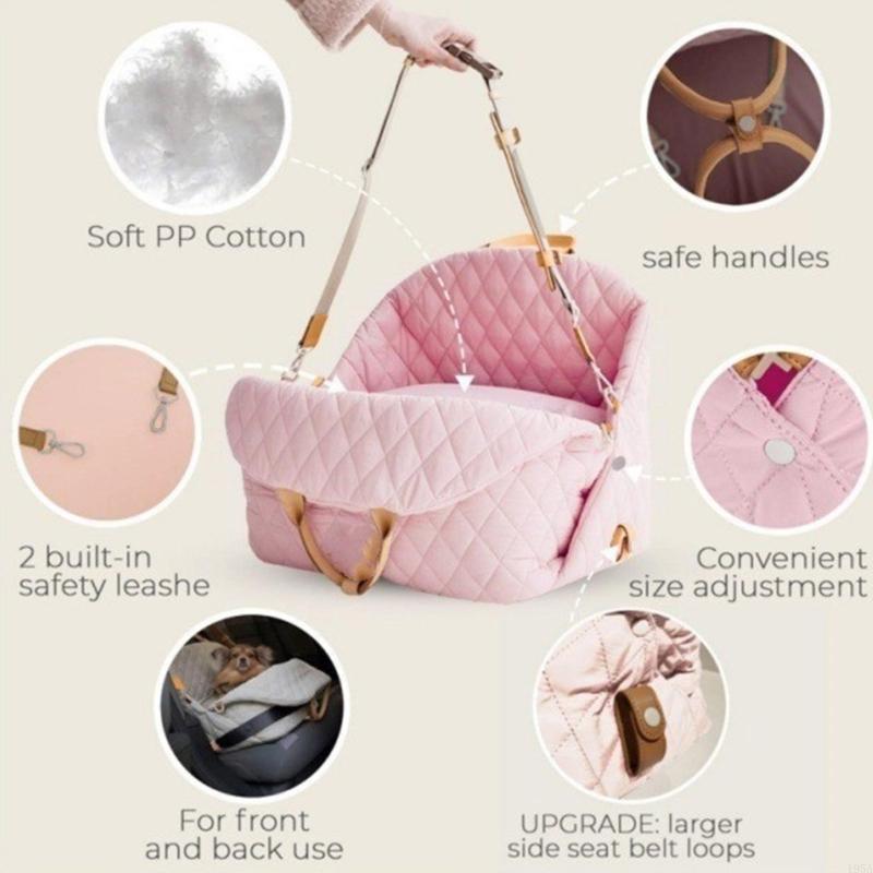 Pet Carriers Convertible Car Seats Folded Dog Bed With Secure Safety Rings Nonslip Bottom Storage Pouches For Travel