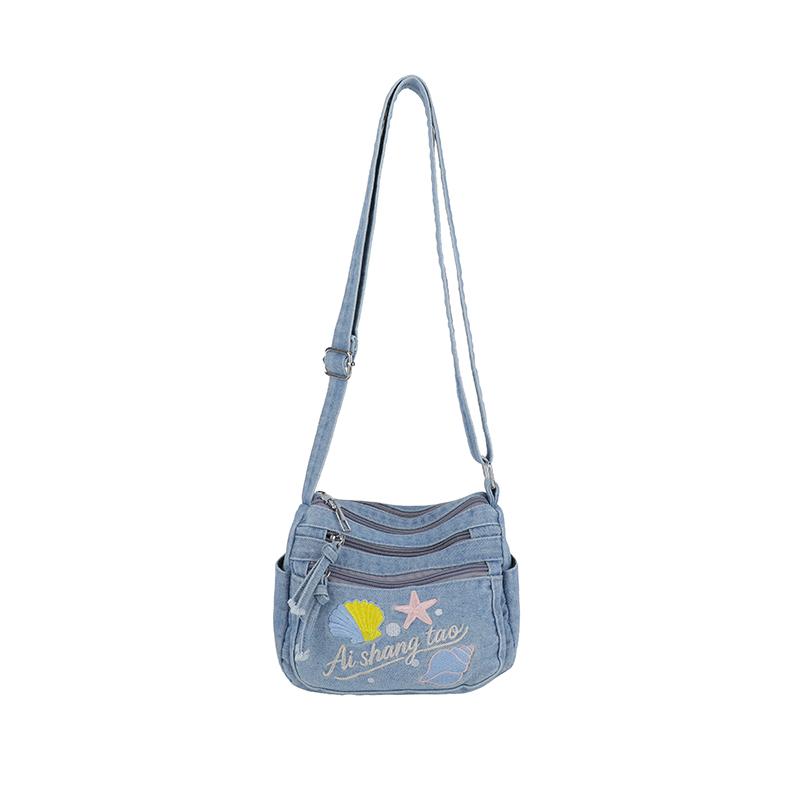 Bestickte Handytasche Jeans-Tasche Damen Umhängetasche