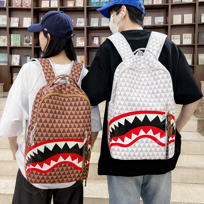 Schoolbag new large-capacity student schoolbag personalized shark funny creative backpack ugly cute travel commuter backpack