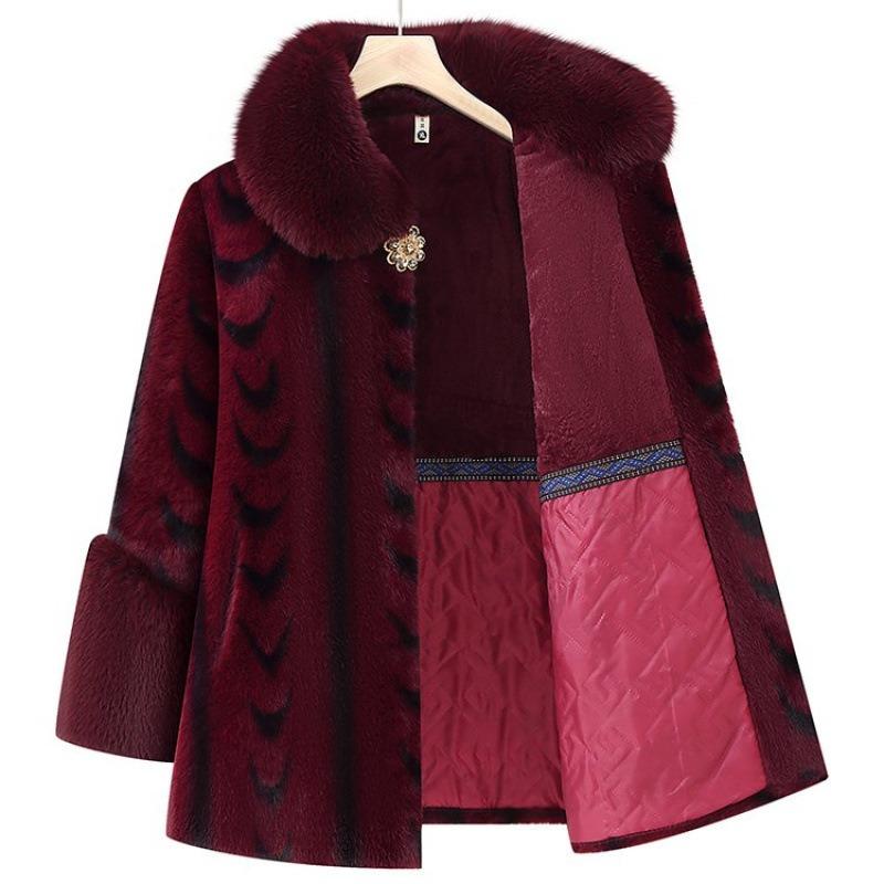 Wife Winter Mink Coat Fleece Thickened New Thermal Cotton Coat Old Coat Women