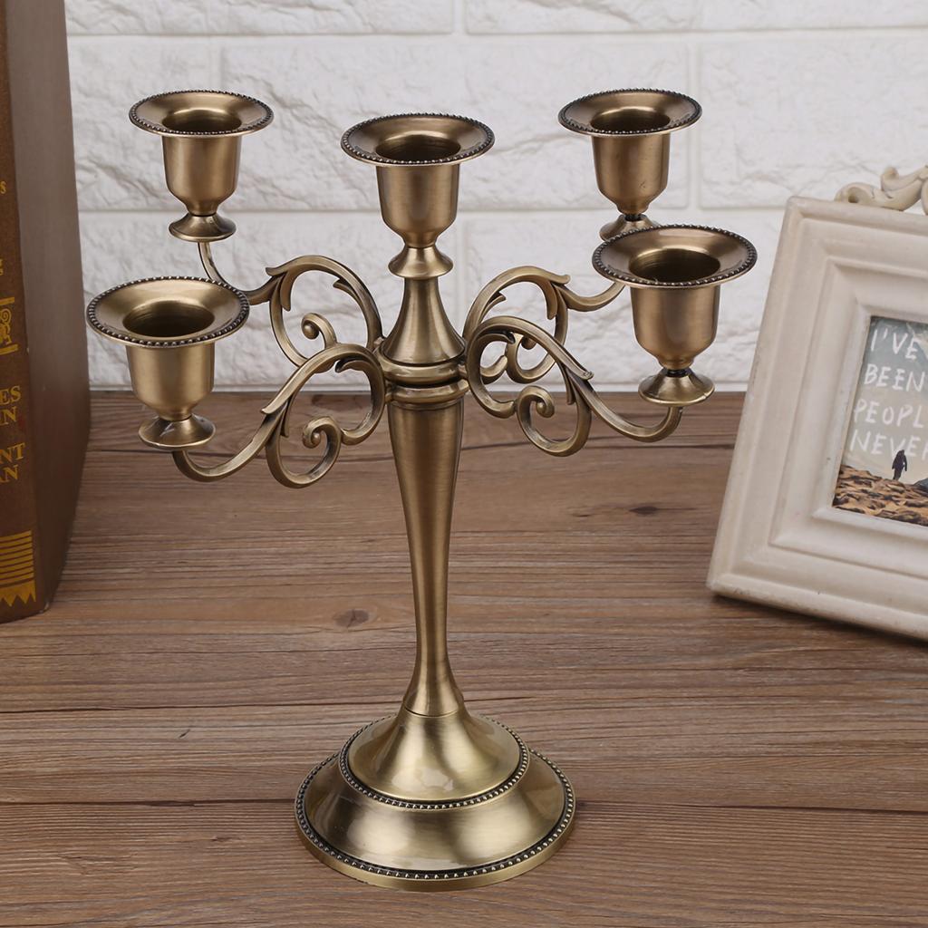 5 Arms Alloy Candle Holder European   Candelabra Wedding Candlestick Home Decor Silver