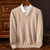 Maglione lavorato a maglia taglie forti da uomo in autunno e inverno, pullover caldi in lana, maglione con scollo a V, maglia adatta, maglioni in cashmere da uomo, camicie da fondo