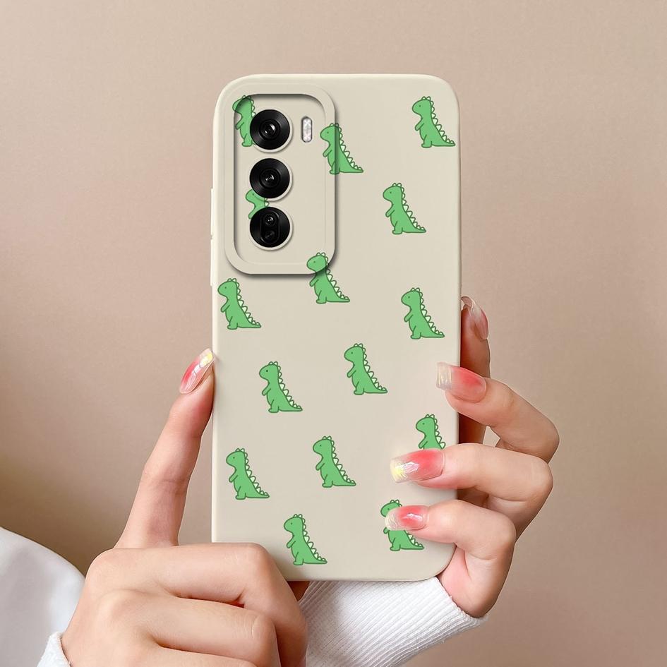Handyhülle für Oppo Realme Narzo N63 C61 C63 Reno 12 Reno12 Pro F Bumper Beliebte Cartoon Dinosaurier Hülle Anti-Sturz Flüssigsilikonhülle für OPPO Hüllen
