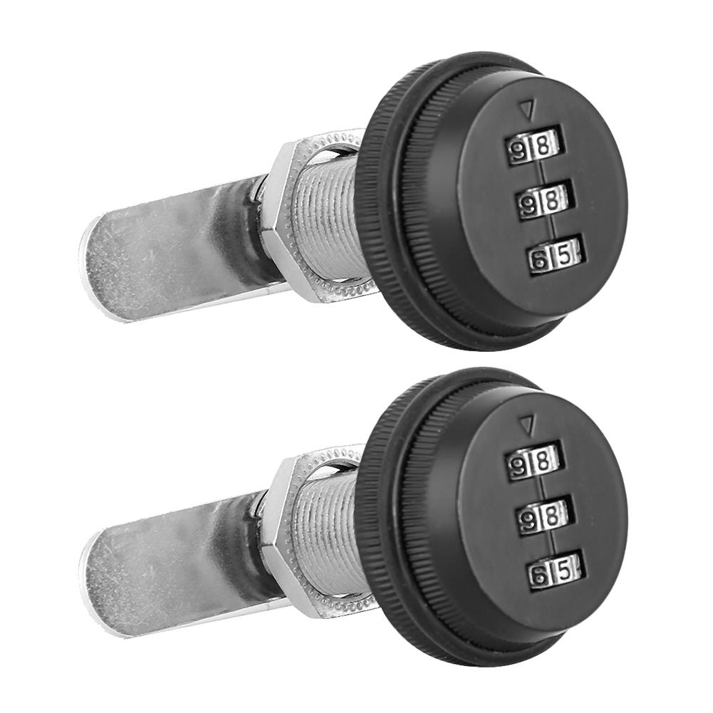 2pcs Zinc Alloy Mechanical  Password 3-Digit Code Mailbox Cabinet LockBlack 30mm/1.18in