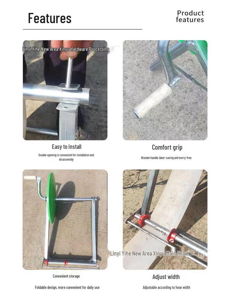 Agricultural Water Hose Reel and Storage Rack for Irrigation Pipe and Drip Tape