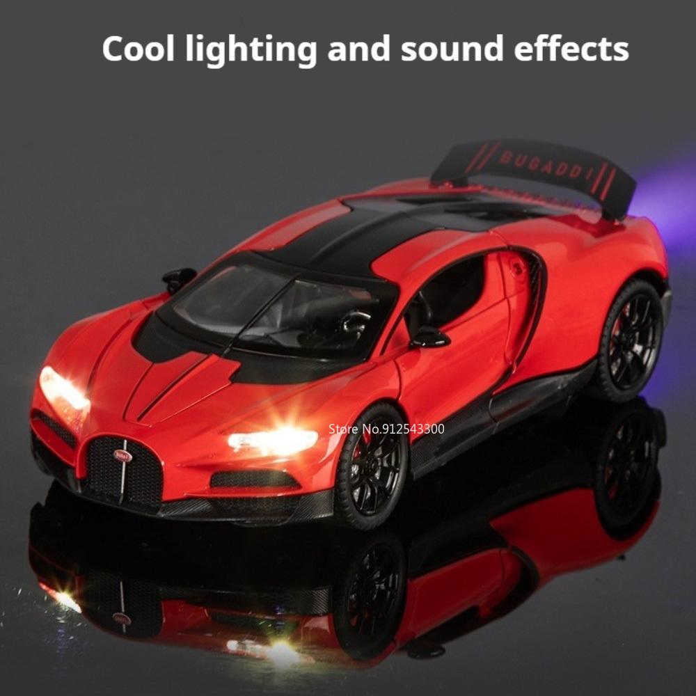 1:24 Scale Tourbillon Bolide Car Model Toy Sound Light Pull Back Doors Opened Sports Cars Spray Miniature Models Collection Gift