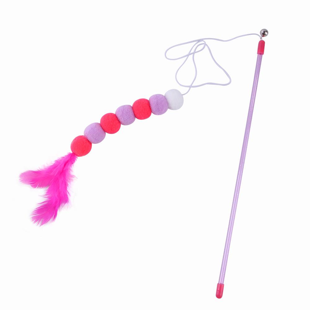 Fairy Cat Teaser Wand - Plush Ball with Feathers & Bells