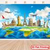 2D Global Landmarks Travel Backdrop for Classroom & Vacation Themed Events