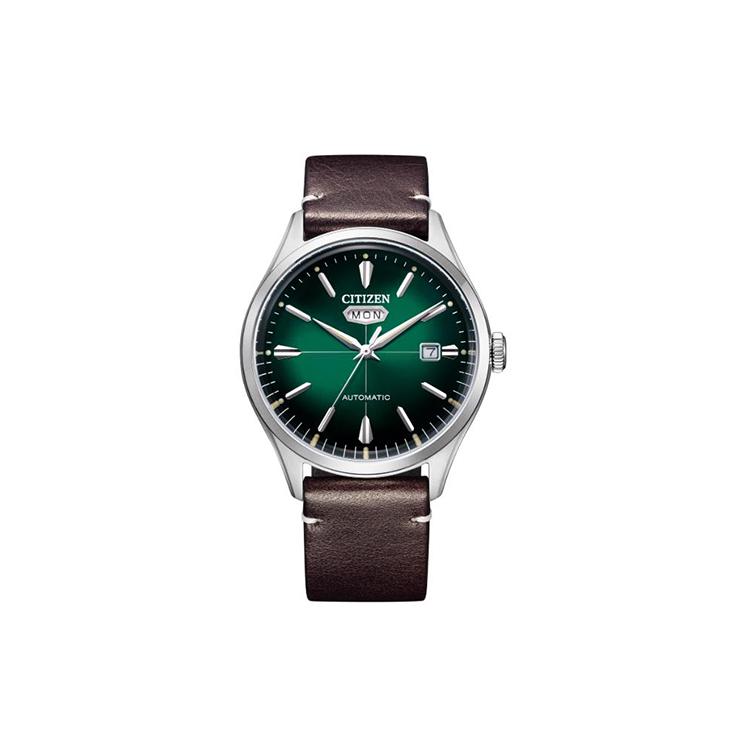CITIZEN Mechanical Movement Cow Leather Strap Watch Men s Watches Green Dial NH8390-03XB