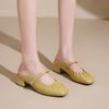 Fashion 2025 New Female Shoes Low Ladies' Slippers Cover Toe Shallow Luxury Slides PU for Women  New Designer Flat Fashion Slippers