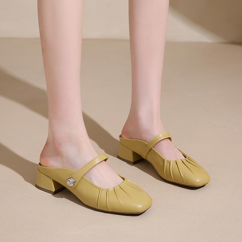 Fashion 2025 New Female Shoes Low Ladies' Slippers Cover Toe Shallow Luxury Slides PU for Women  New Designer Flat Fashion Slippers