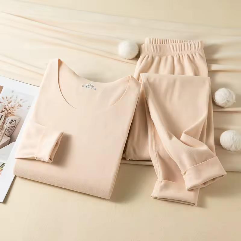 Women's Seamless Thermal Underwear 1 Set Winter Warm Clothing Comfortable Underwear Ladies Sexy Solid Lingerie Long Warm Set