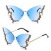 Cyklistické sluneční brýle s motýly pro ženy s UV ochranou, vintage bezrámové sluneční brýle, dekorace na brýle