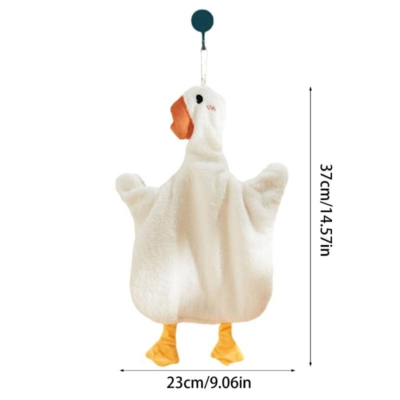 2Pack Hanging Gooses Shape Hand Towels Soft Corals Fleece Absorbent Kids Cleaning Wipe for Bathroom Kitchen Towel