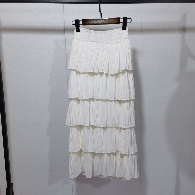 

Весна 2023 Стильное эластичное платье А-силуэта с высокой талией из шифона с многоярусными оборками, средней длины, длинное, с оборками, плиссированной юбкой White S