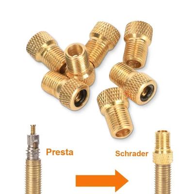 Adaptador de Válvula Presta para Schrader Conversor de Válvula de Pneu de Latão para Conexão de Bomba de Bicicleta 2 a 20 Peças