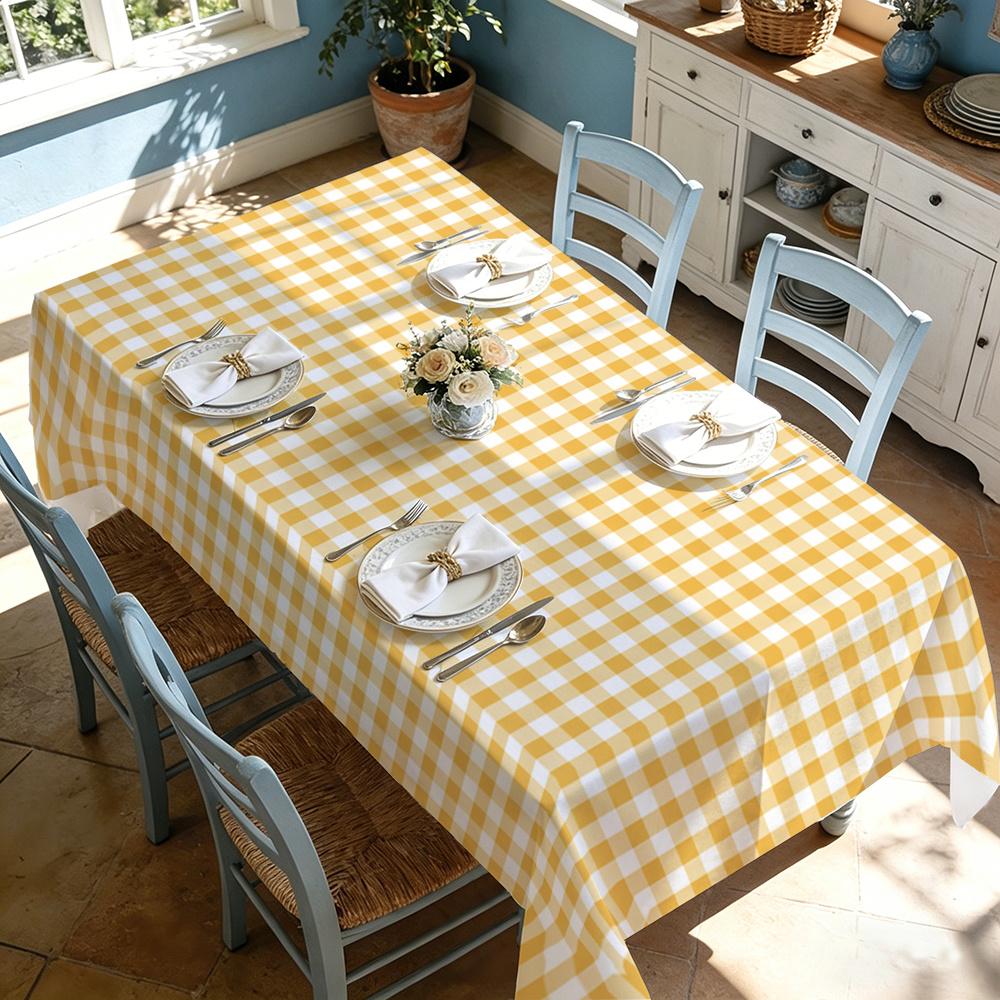 Geel-Wit Geruite Rechthoekige Tafelkleed voor Tafeldecoratie Franse Landelijke Stijl Geruit Tafelkleed Keuken Eetkamertafel Decoratie