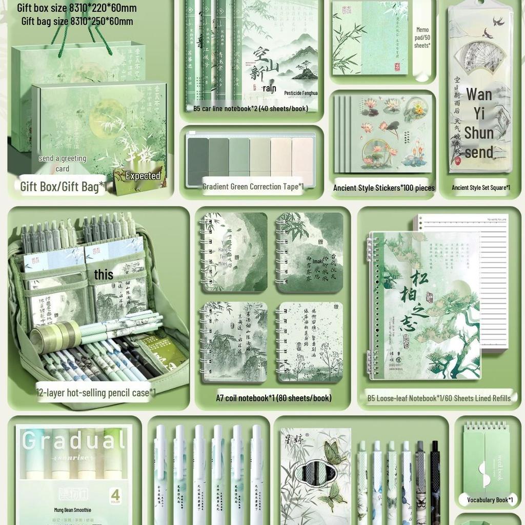 Chinese Style Stationery Gift Set for Students: Graduation Reward for Boys, Ideal for Primary To High School First Year Learning
