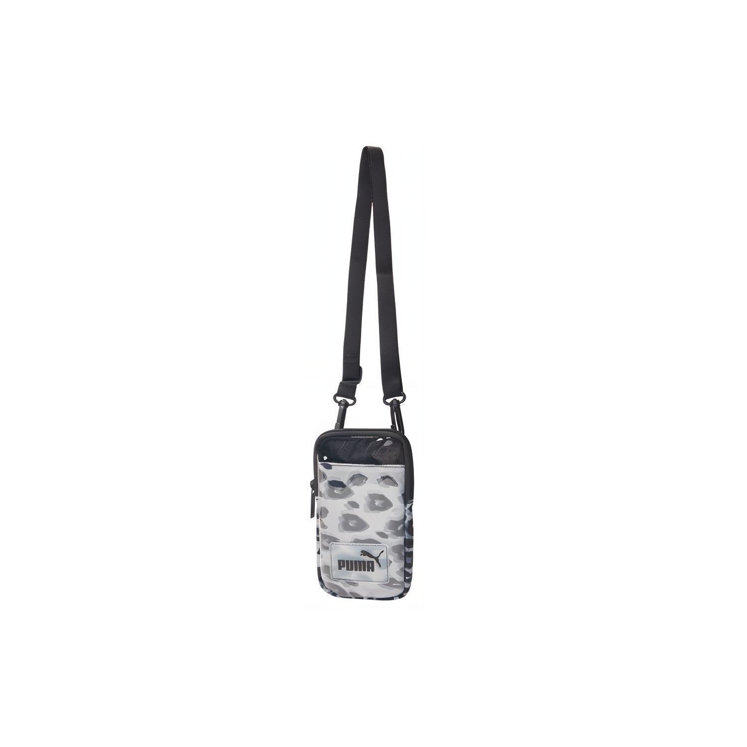 Puma Core Pop Compact Fashion Print Zipper Closure Fabric Shoulder Crossbody Bag Unisex bags Black White 077928-02 Black White