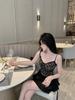 #Summer new sexy wind lace sling vest women's floral printing slim fit fixing belt chest pad