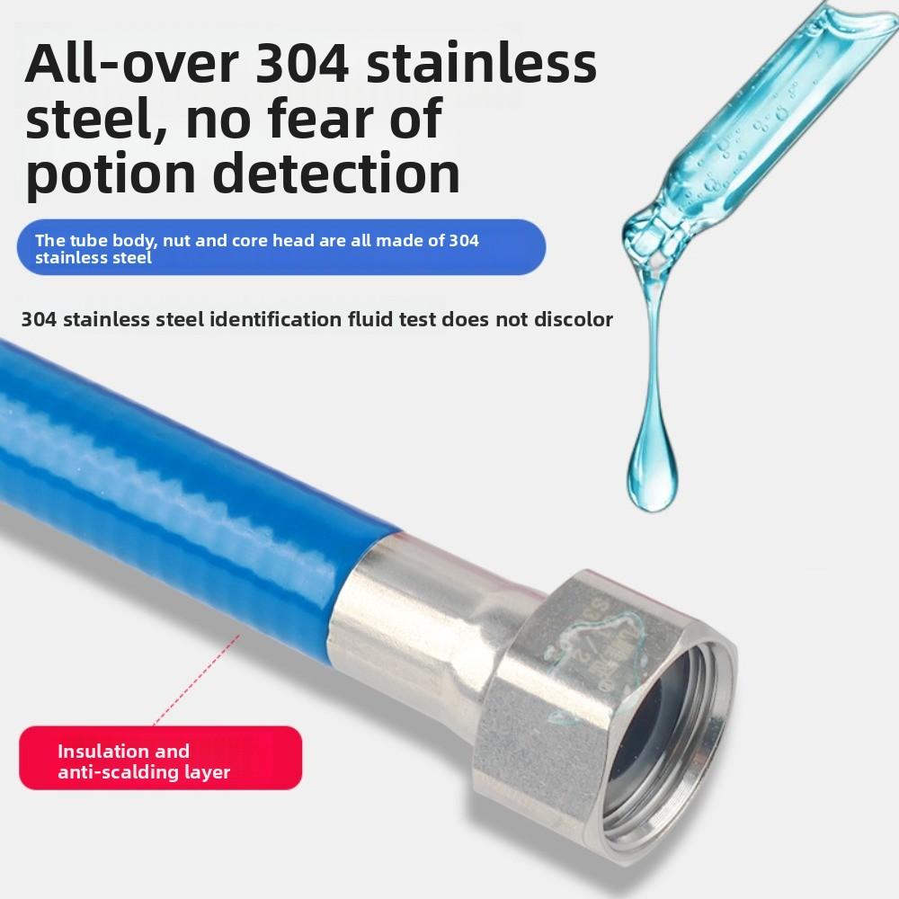 304 Stainless Steel Hose Water Heater Hot or Cold Water Inlet Pipe 4-points Bellows Metal All-in-one Explosion-proof Gas Hose