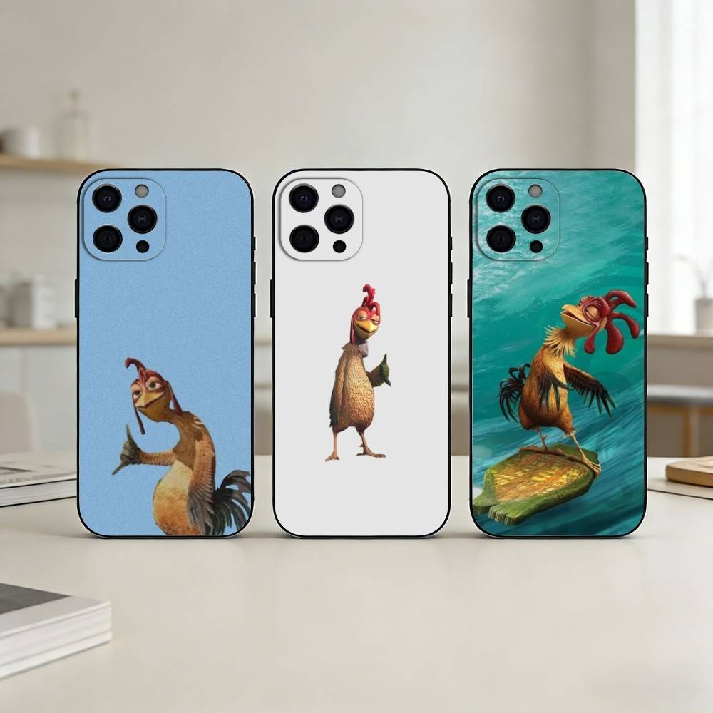 Funny Chicken Joe Surf Phone Case For iPhone 17,16,15,14,13,12,11 Plus,Pro,Max,Mini Silicone Black Soft Cover