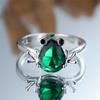 Trendy Crystal Green Zircon Silver Color Wedding Bands Cute Flog Rings For Women Men Minimalist Jewelry