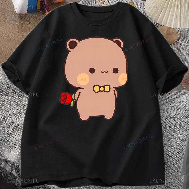 Funny DuDu Bear Surprising Panda BuBu with A Flower T-shirt Kawaii Buu Duu Graphic T Shirt Women Men Couple Tshirt Cotton Tees