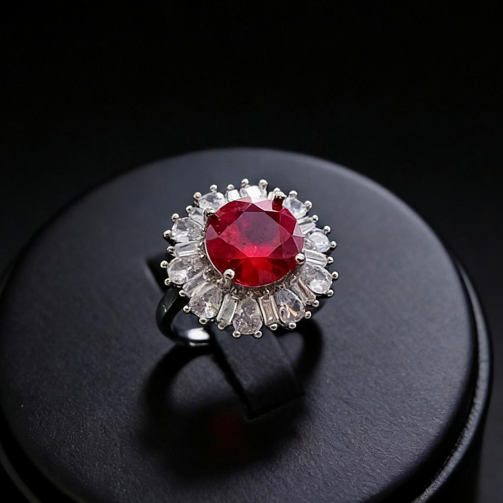 Imitation 5 Carat Emerald Ruby Sunflower Ring Big Diamond Snowflake Treasure Ring Female