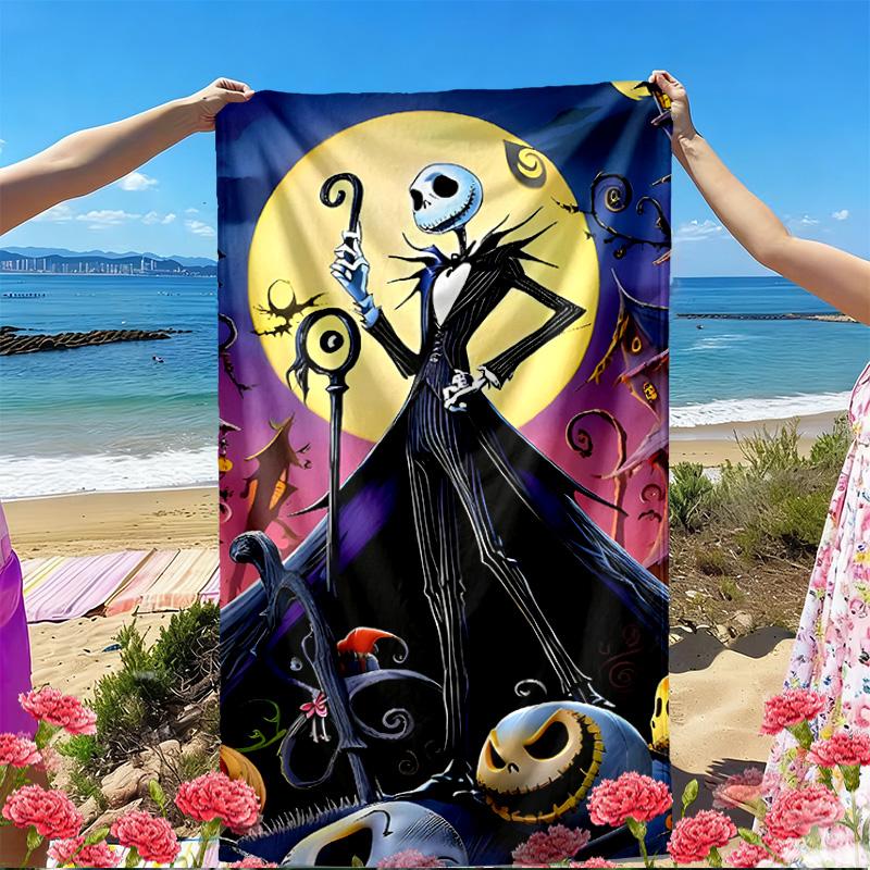 The Nightmare Before Christmas Print Beach Towel, Versatile Lightweight Absorbent Beach Towel for Pool Surf Yoga Bathroom, Perfect Birthday Holiday Gi