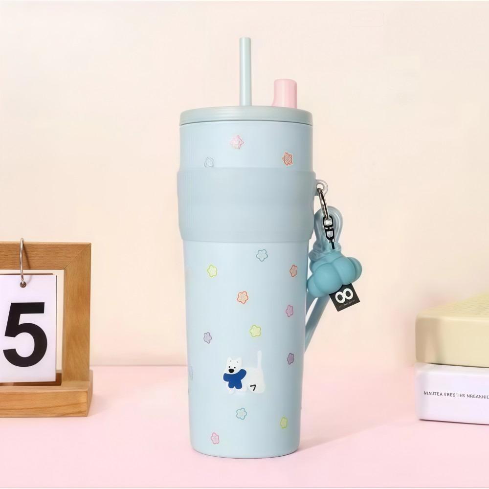 Вакуумная кружка 24 унции/710 мл с веревкой для переноски и крышкой, кружка для кофе, серия в горошек, термобутылка из нержавеющей стали 316 780ml