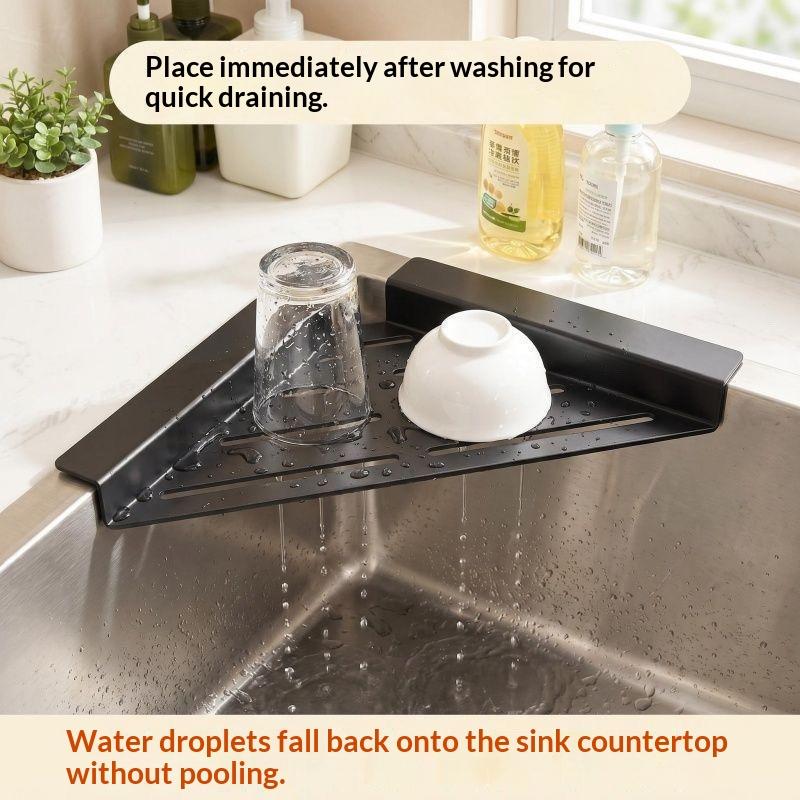 Carbon Steel Sink Corner Rack No-punch Anti-rust Drain Storage Shelf 1PC for Kitchen Sponge Soap Organizer