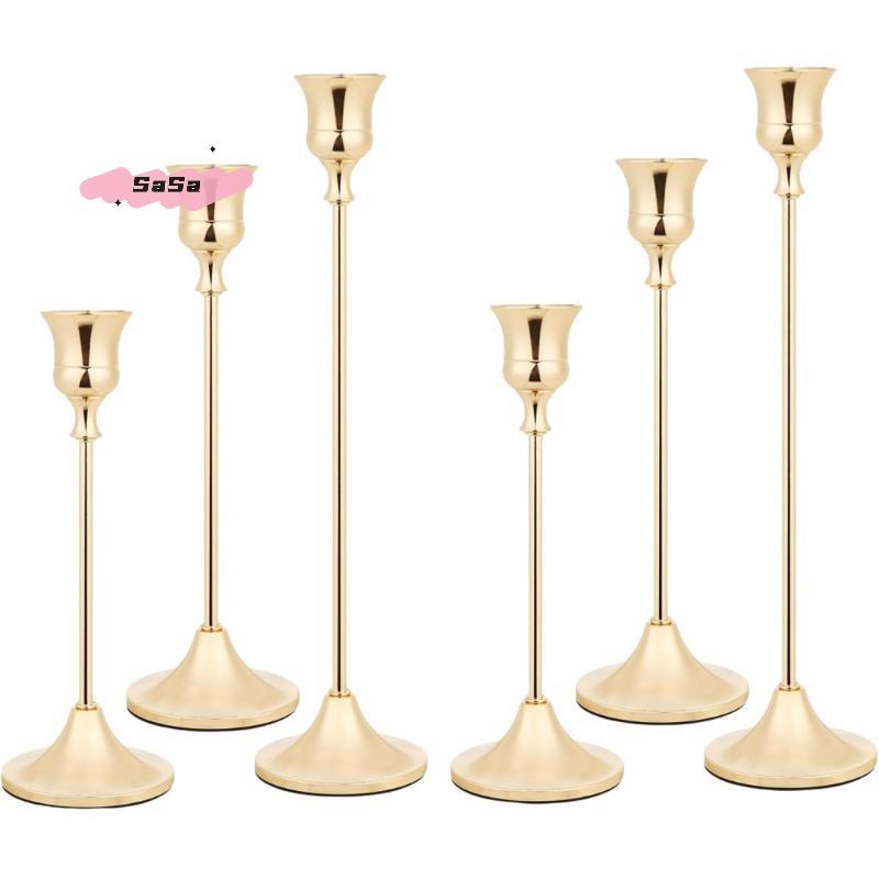 S-3Pcs Vintage Elegant Metal And Aluminum Tabletop Candle Holders, Suitable For Wedding Anniversary, Home And Hotel Decoration