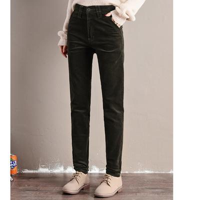 Autumn Winter New Leisure Corduroy Warm SlimVintage High Waist Trousers Women Pants Corduroy Thick Velvet Pant Women Pencil Pant