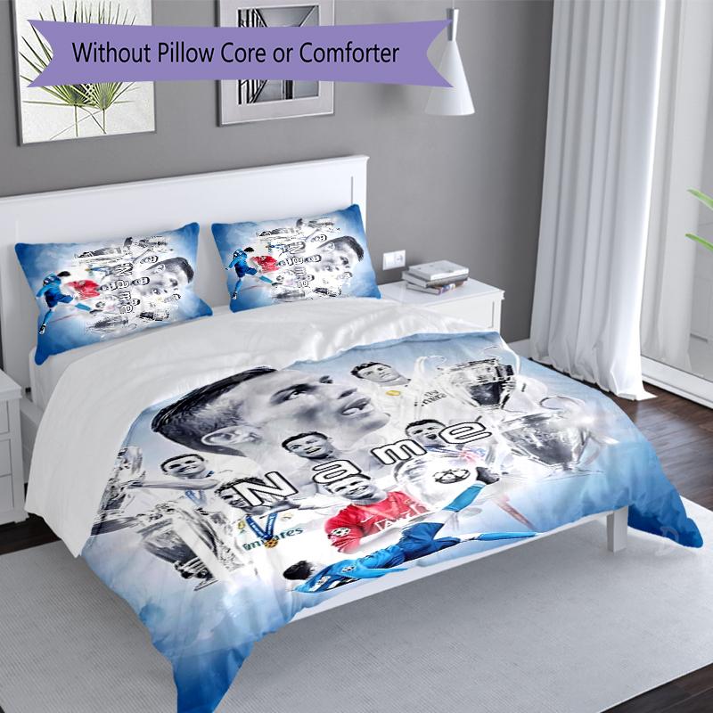3pcs Custom Name Cristiano Ronaldo Set,Includes 1 Duvet Cover and 2 Pillowcases,All-season Bedroom Decor
