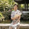 Antique Bamboo Folding Fan Ink Wash Painting Portable Fan Decorative Silk Hand Fan  Hanfu Cheongsam