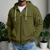 Men's Casual Multi-Pocket Zip Hoodie, Outdoor Cargo Jacket for Sports and Daily Wear