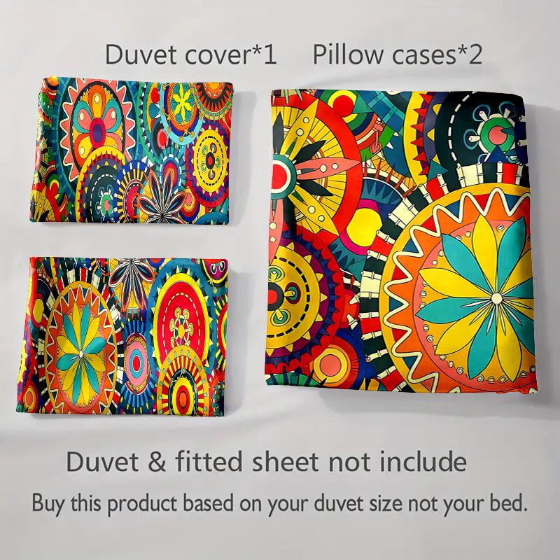 Colorful Mandala Wheels Bedding Duvet Cover Sets Duvet Covers Pillowcases Gifts (1 * Duvet Cover 2 * Pillowcases, Without Duvet Insert)