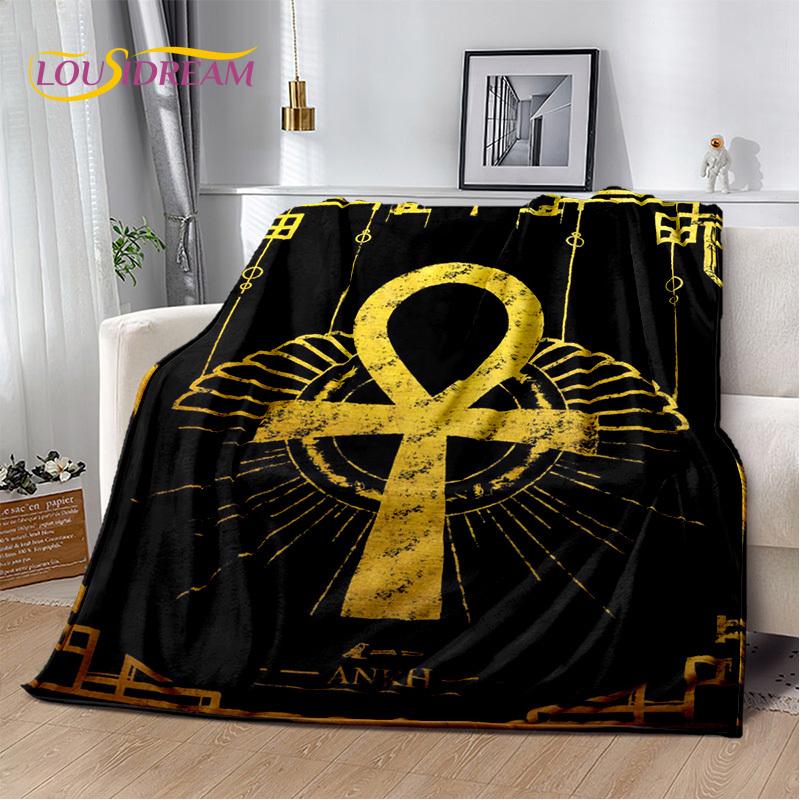 3D Ideographic Sign Symbols Ancient Egyptian Mythological Blanket,Soft Throw Blanket for Home Bedroom Bed Sofa Cover Blanket Kid