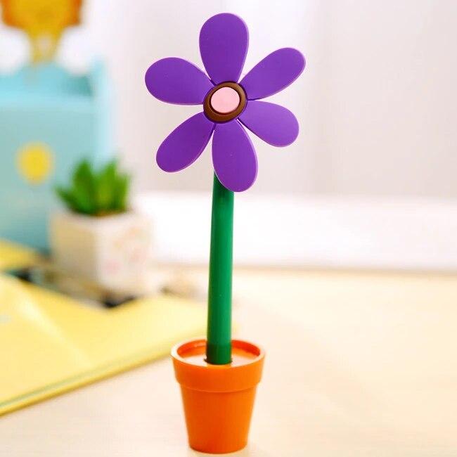 1 Piece Potted Plants Sunflower Ballpoint Pen Cute Kawaii Stationery Office School Supplies Creative Gift Funny