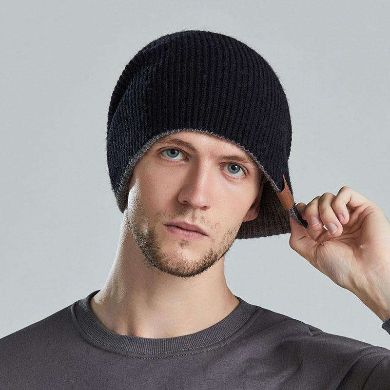 Pălării de tip Skullies cu două fețe de modă pentru femei, bărbați, pălărie caldă de iarnă, pălării tricotate pentru femei, șapcă de acoperire groasă, rezistentă la vânt, în aer liber