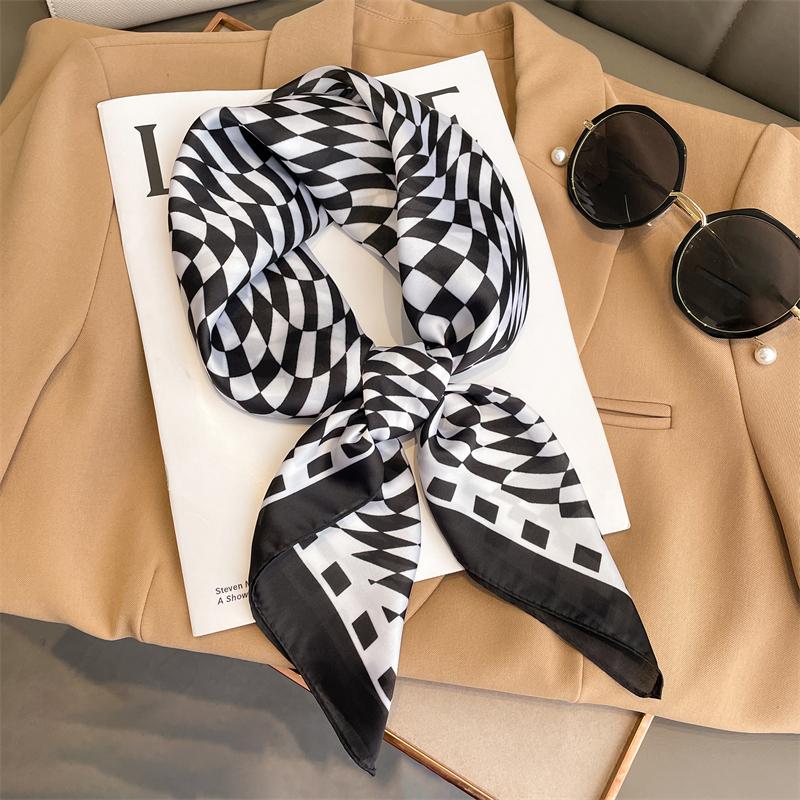 Women Silk Leopard Print Square Scarf Luxury  Female Beach Stoles Echarpe Satin Headband Shawl Wraps Bandana