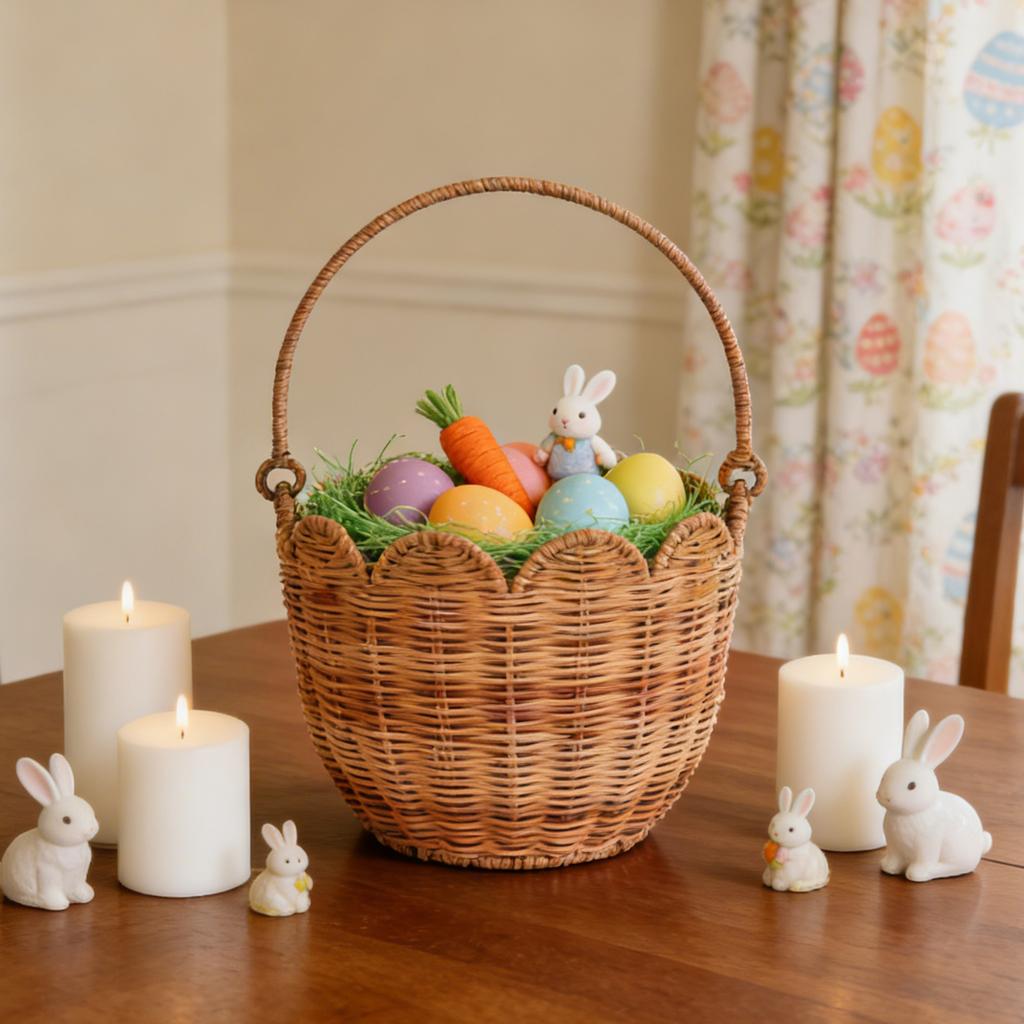 Wicker -shaped Basket, Storage Basket, Children's Outdoor Hand-held Picnic Basket, Hand-woven Flower Basket