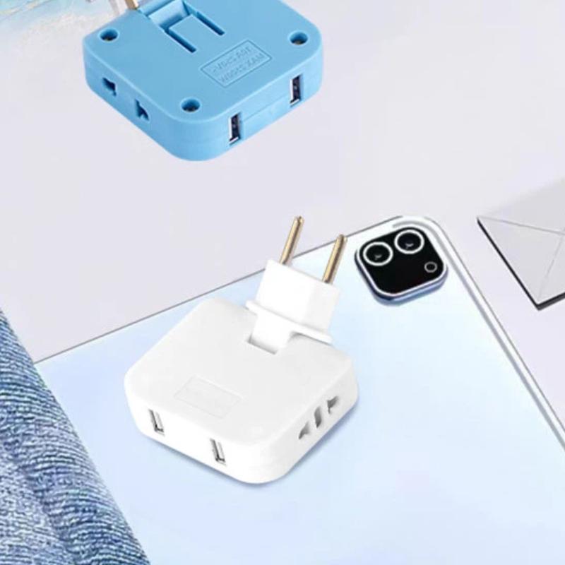 EU Plug 180° Rotatable Multi-Outlet Adapter – Ultra Slim Cordless Travel Socket Converter