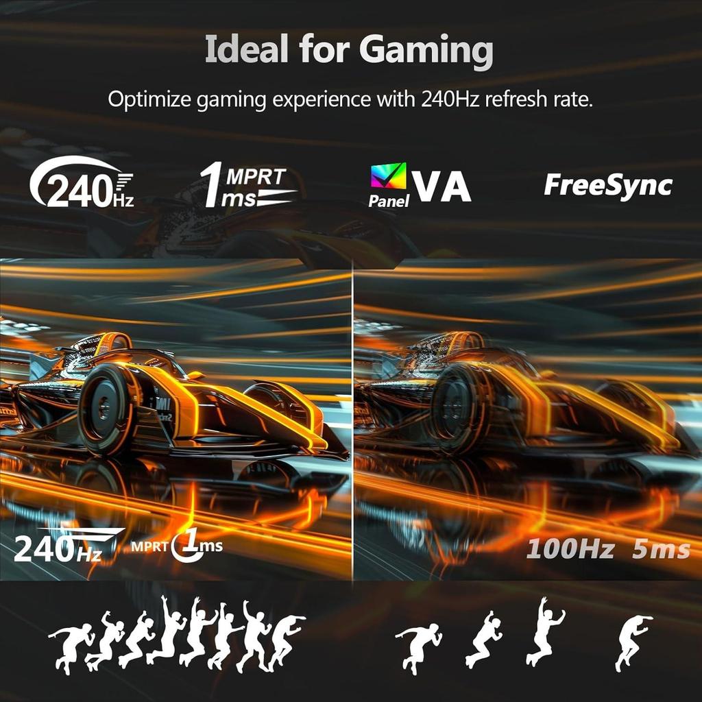 32 Inch Curved Gaming Monitor Z-EDGE HUG32P - 1500R Curved Screen - FHD 1920x1080P - 240Hz - MPRT 1ms - HDMI 2.0 & DisplayPort 1.4