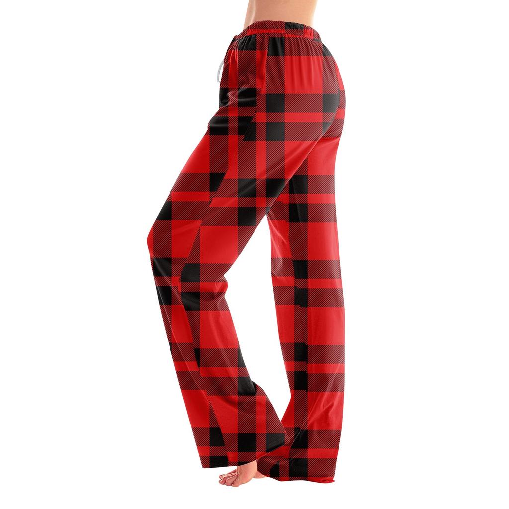 Pyjamasbukser Nattøy Fritidssnor Elastisk midje Bukser Komfortable Rette Yoga Løse Bukser