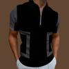 Men's Shirt Polo Casual Zip Short Sleeve Fashion Casual Zipper Summer Spring Regular Fit 3D Cool Black Pattern Print Shirt