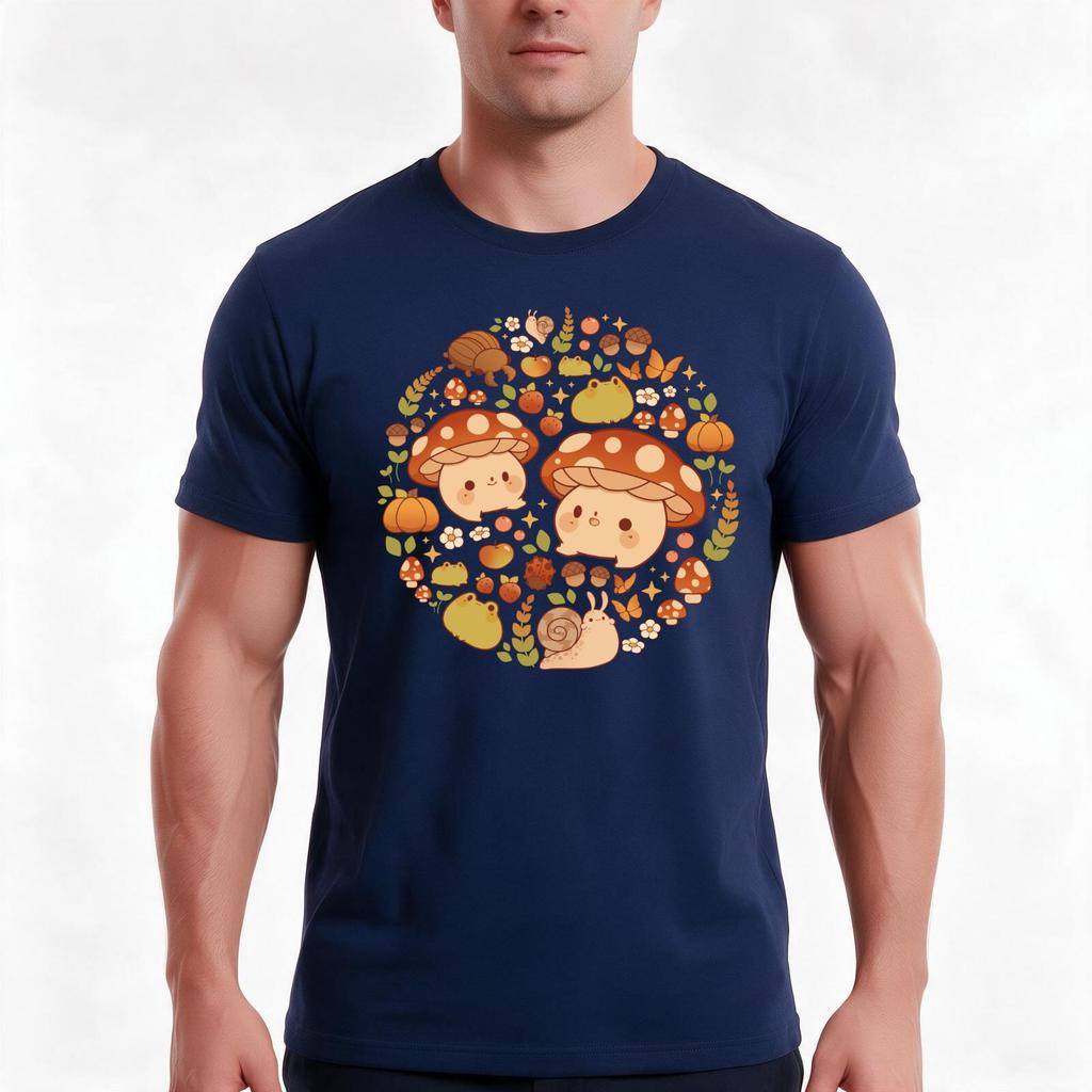 Happy Mushroom And Frog Fall Tshirt Summer Casual Cotton Tee Oversized Streetwear Tops Vintage Graphic Print 100 Cotton