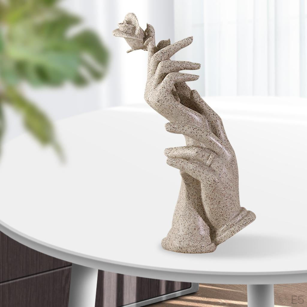 Creative Resin Sculpture Hand-Held Rose Desktop Modern Living Room Study Statue Figurines Crafts