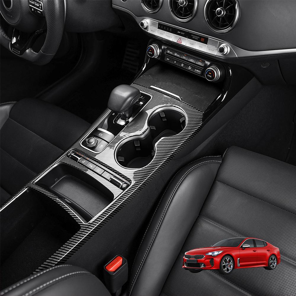 For Kia Stinger 2018-2026 Center Console Cover Auto Interior Console Gear Shift Central Water Cup Storage Box Trim Frame LHD/RHD